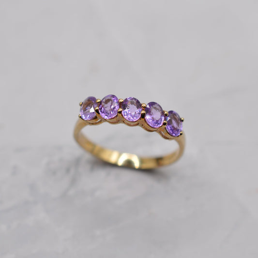 9ct Gold Pink Sapphire Five-Stone Ring