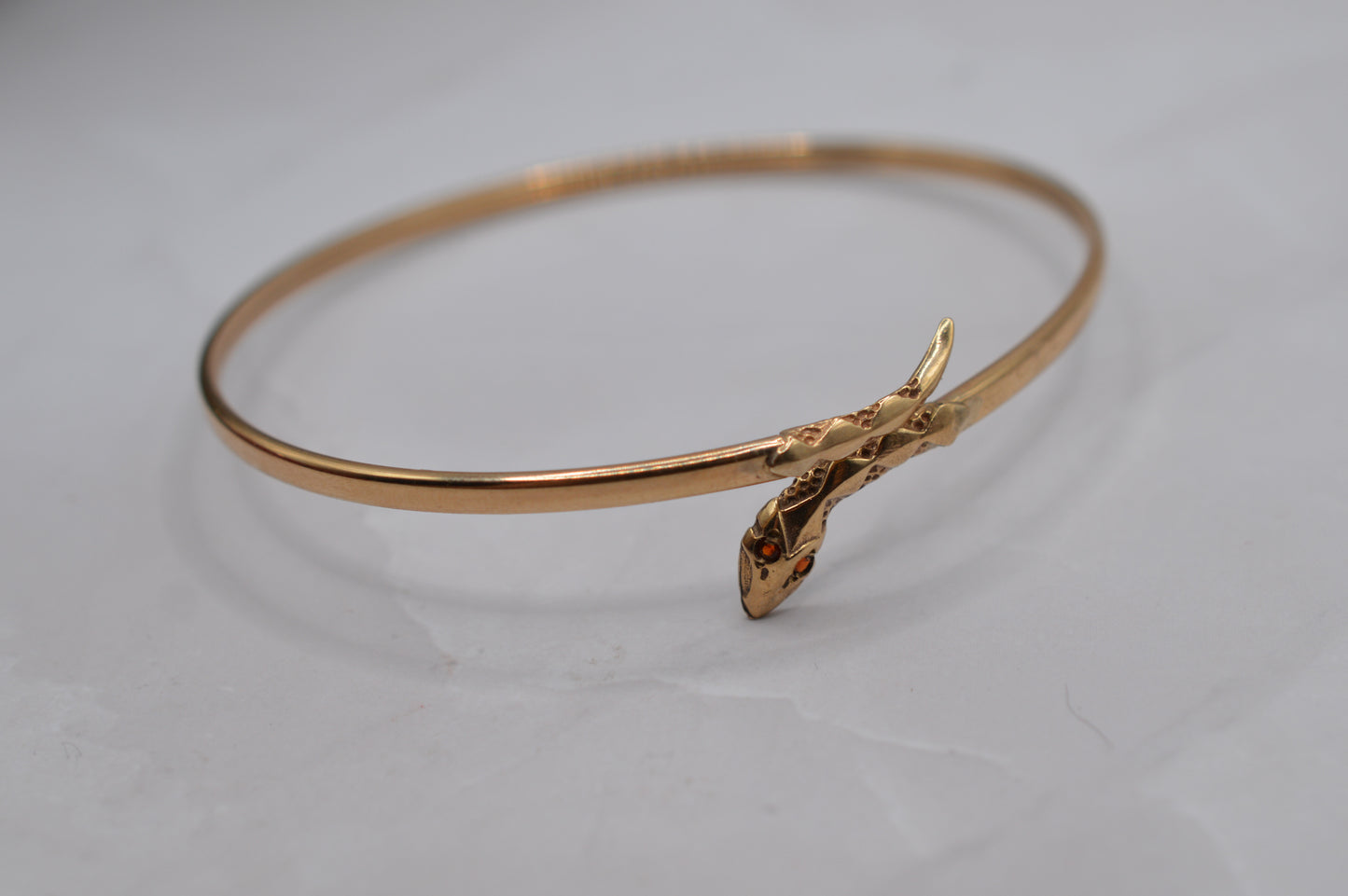 9ct Gold Garnet Snake Bangle Bracelet