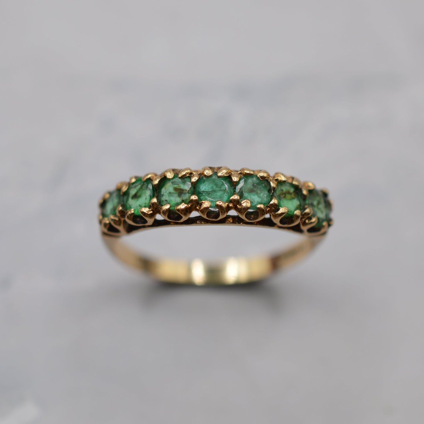 1970s Vintage 9ct Gold Emerald Half-Eternity Ring