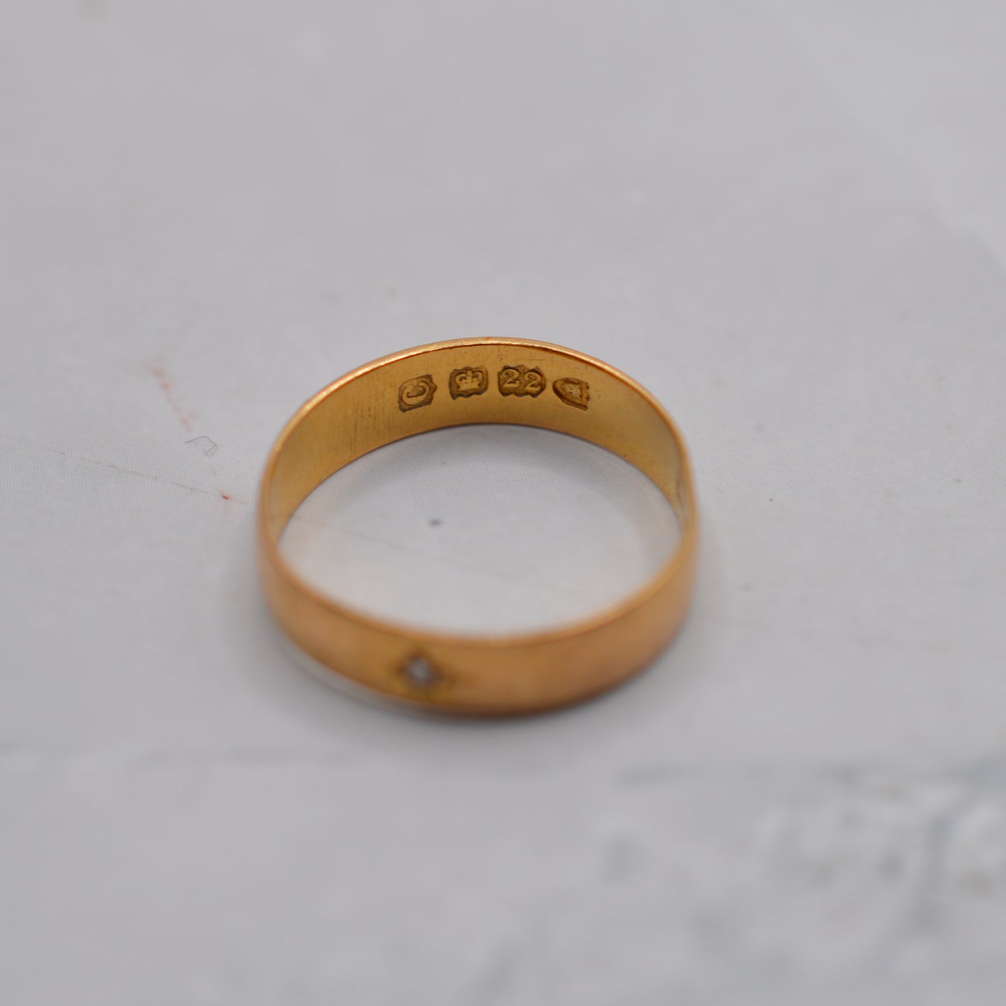 Antique 1898 Victorian 22ct Gold Diamond Gypsy Band Ring