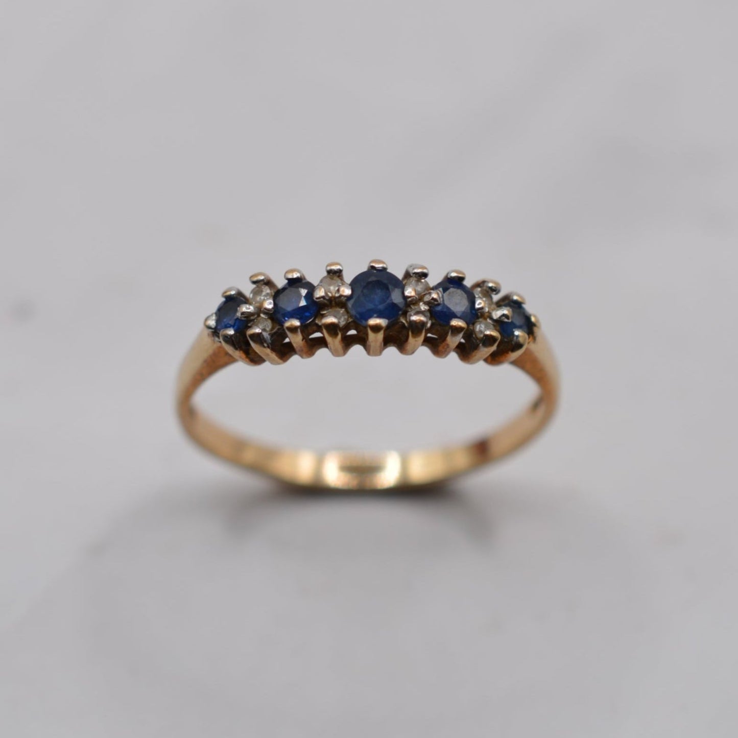 9ct Gold Sapphire & Diamond Half-Eternity Ring