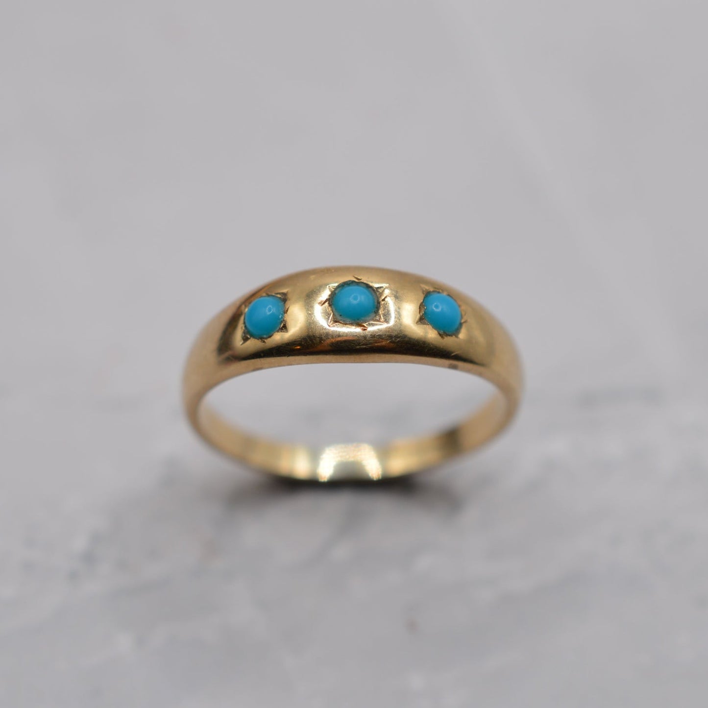 9ct Gold Turquoise Trilogy Gypsy Ring