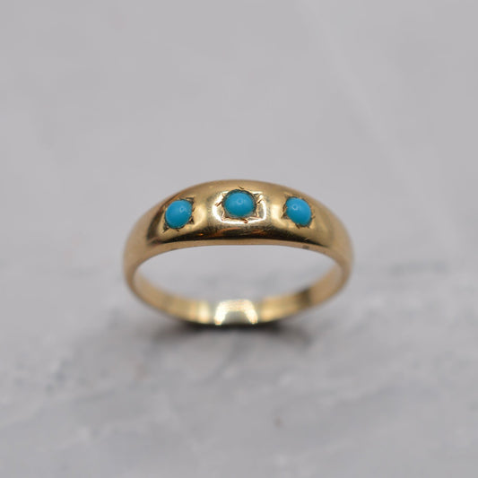 9ct Gold Turquoise Trilogy Gypsy Ring