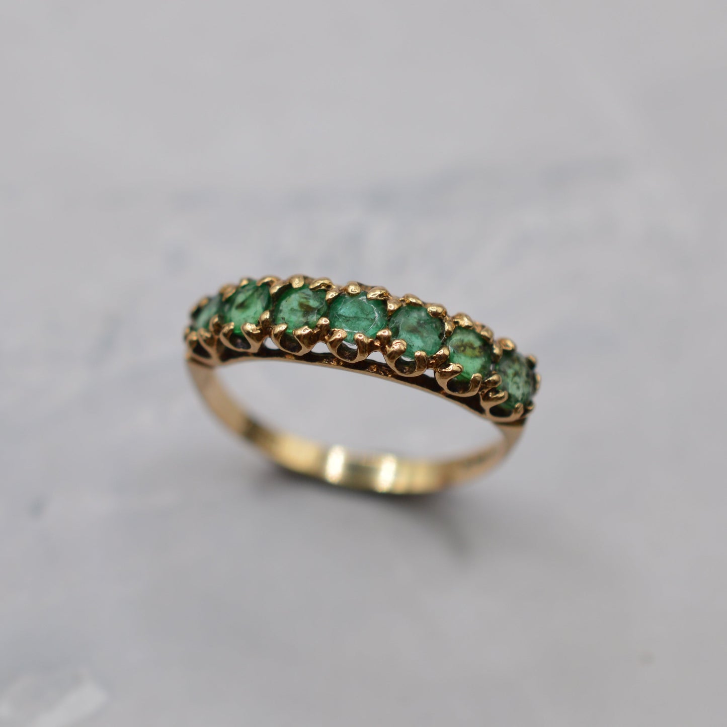 1970s Vintage 9ct Gold Emerald Half-Eternity Ring