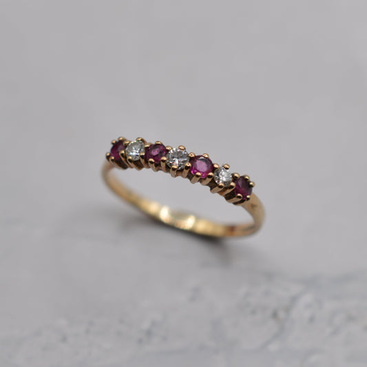 1980s 9ct Gold Ruby & Diamond Half-Eternity Ring