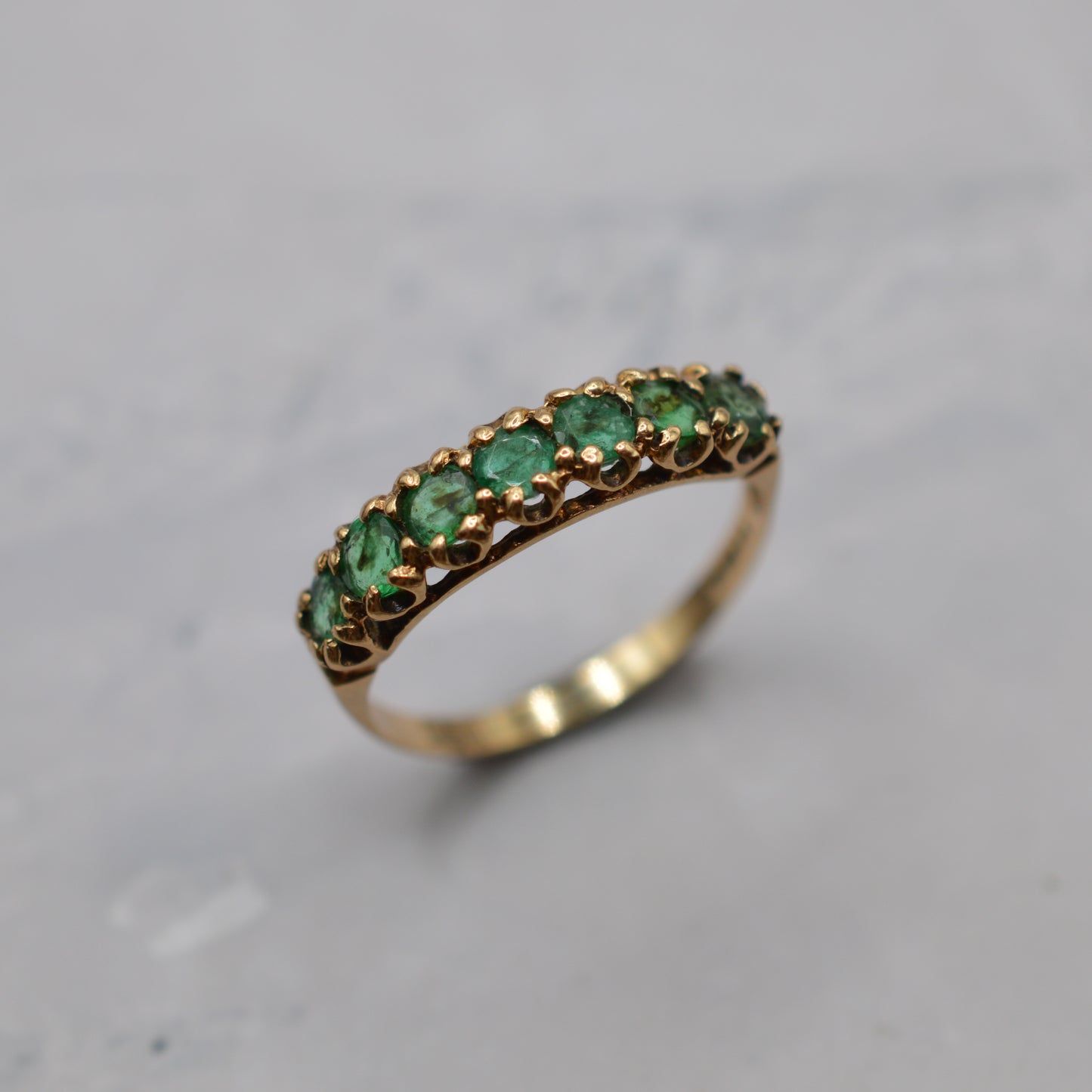 1970s Vintage 9ct Gold Emerald Half-Eternity Ring