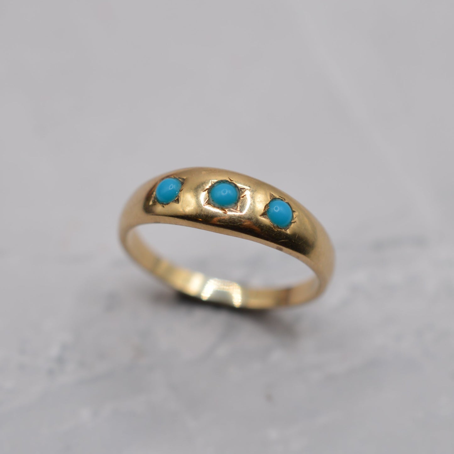 9ct Gold Turquoise Trilogy Gypsy Ring