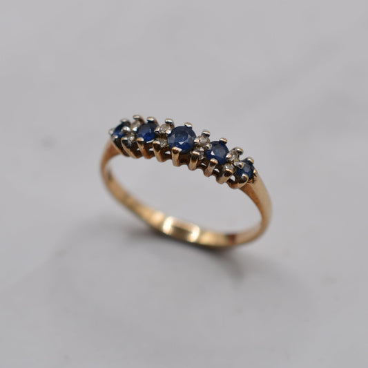 9ct Gold Sapphire & Diamond Half-Eternity Ring