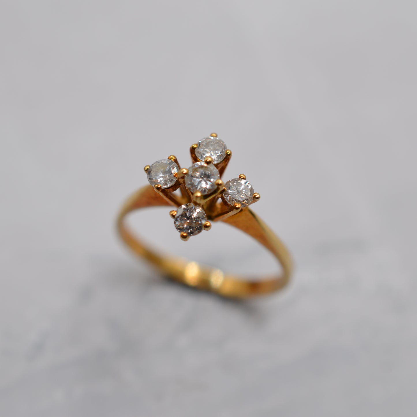 1970s 18ct Gold Diamond Cross Cluster Ring