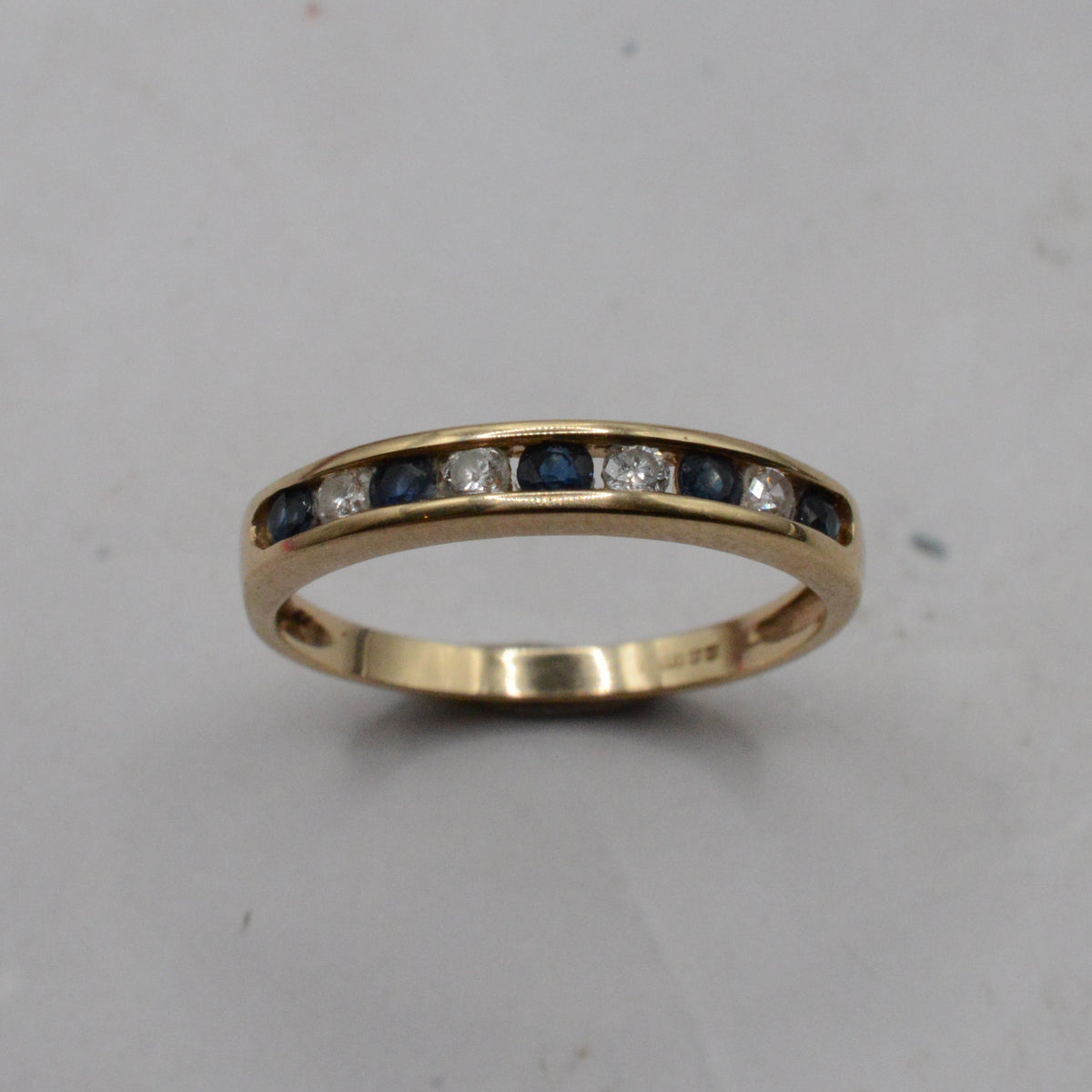 1990s 9ct Gold Sapphire & Diamond Half-Eternity Ring