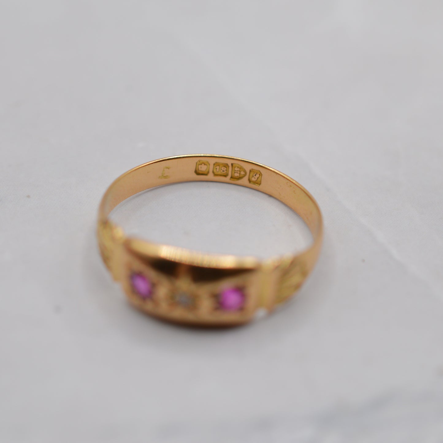 Antique 1918 18ct Gold Ruby & Diamond Ring