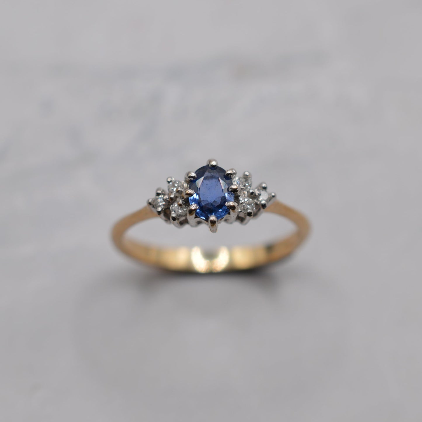 1990s 9ct Gold Sapphire & Diamond Ring