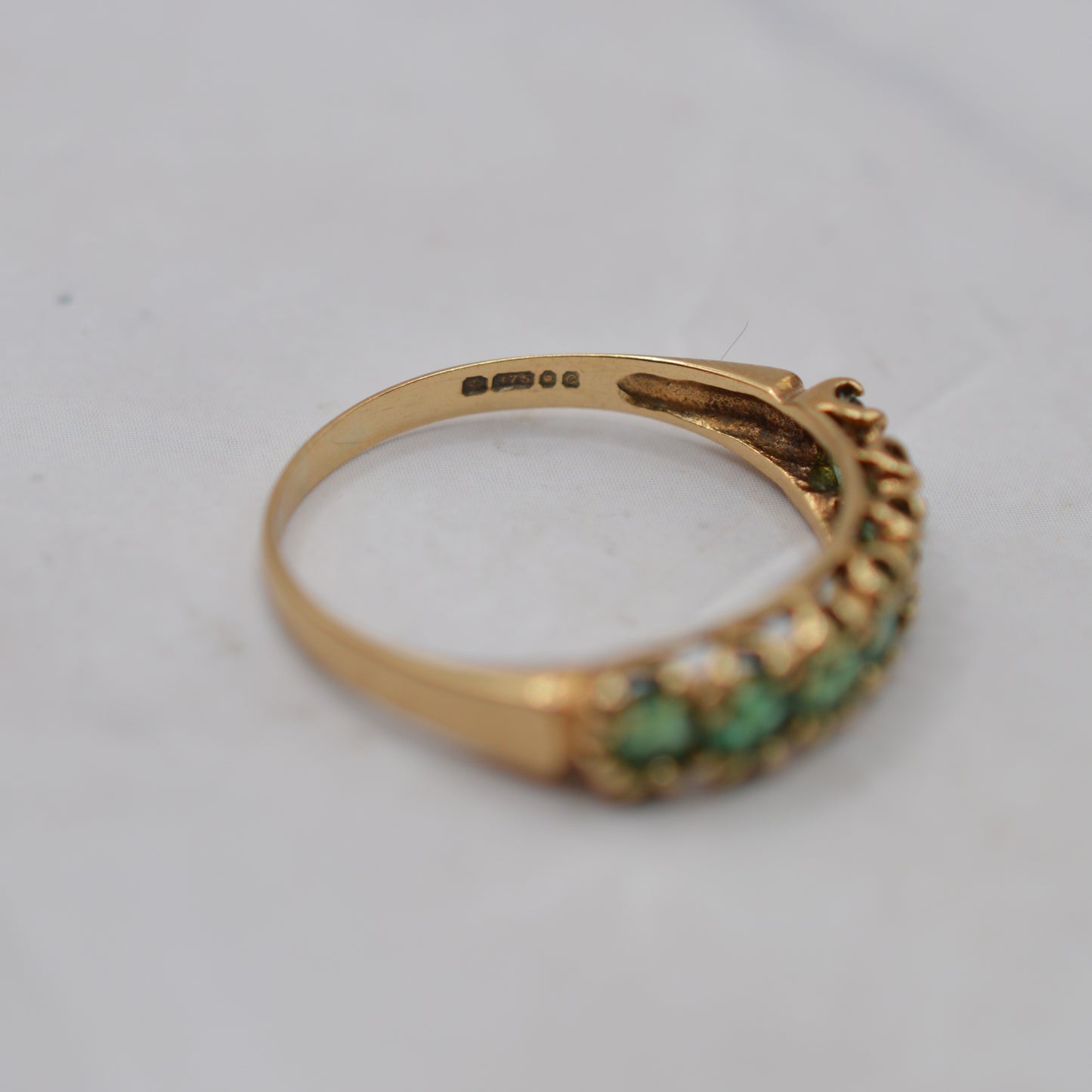 1970s Vintage 9ct Gold Emerald Half-Eternity Ring
