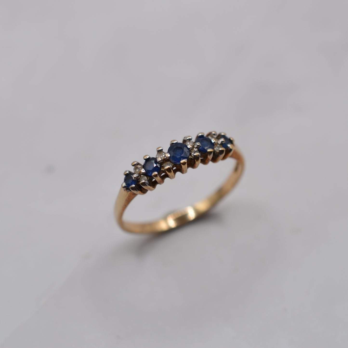 9ct Gold Sapphire & Diamond Half-Eternity Ring