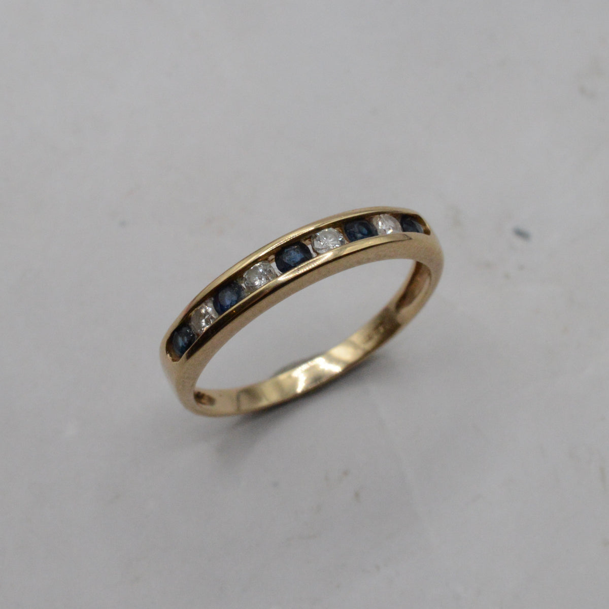 1990s 9ct Gold Sapphire & Diamond Half-Eternity Ring