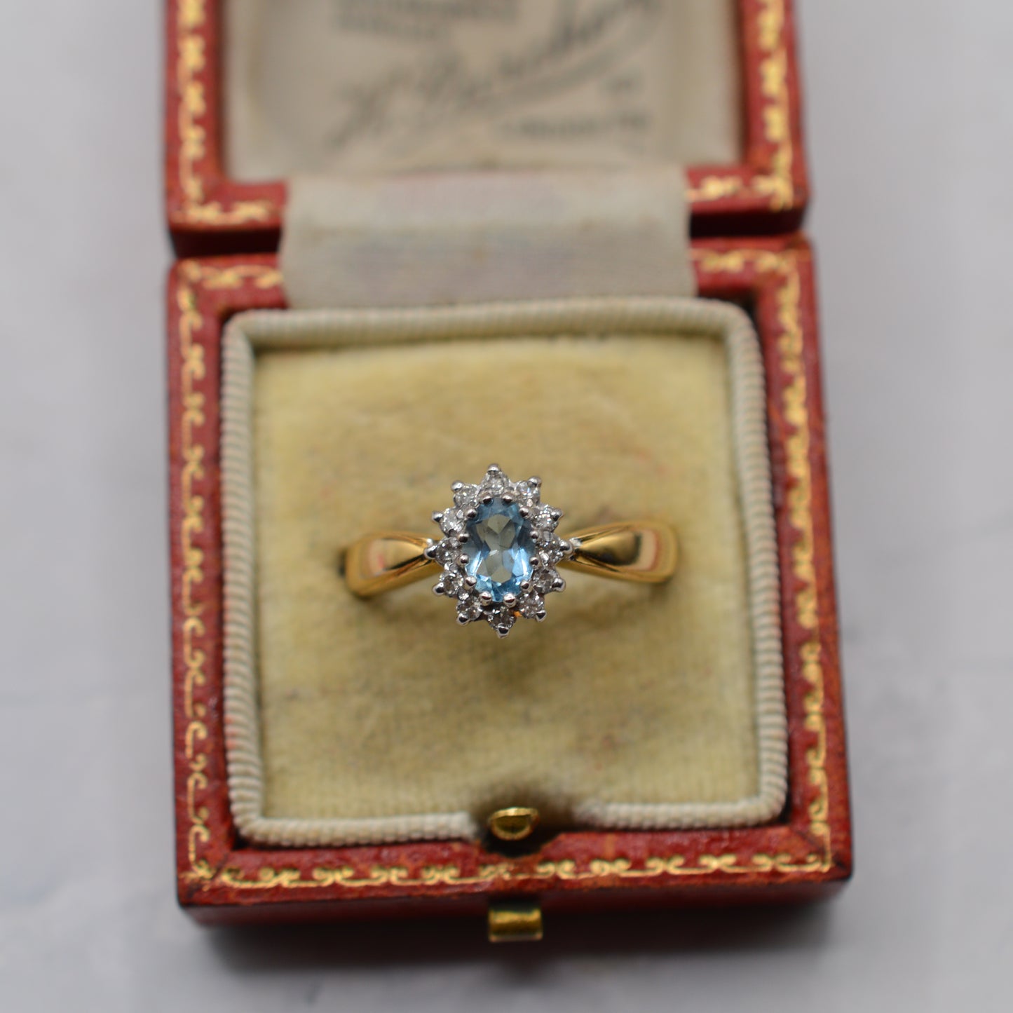 18ct Gold Aquamarine & Diamond Cluster Ring