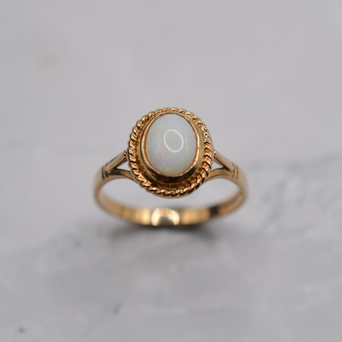 1990s 9ct Gold Opal Solitaire Ring