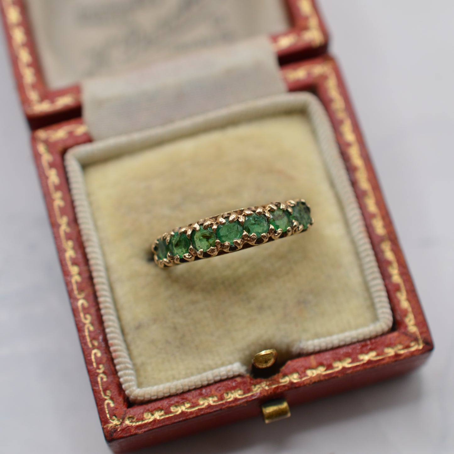 1970s Vintage 9ct Gold Emerald Half-Eternity Ring