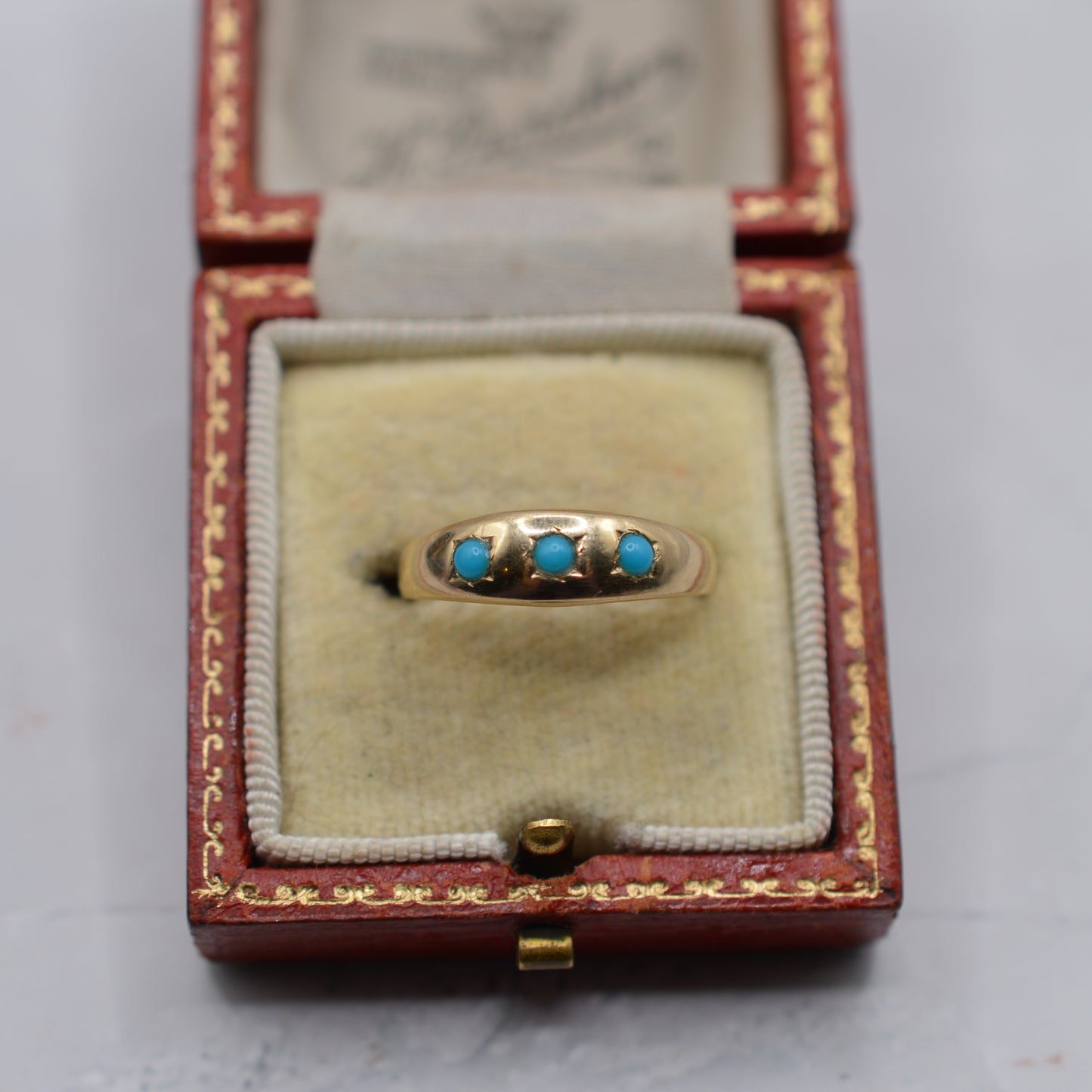 9ct Gold Turquoise Trilogy Gypsy Ring