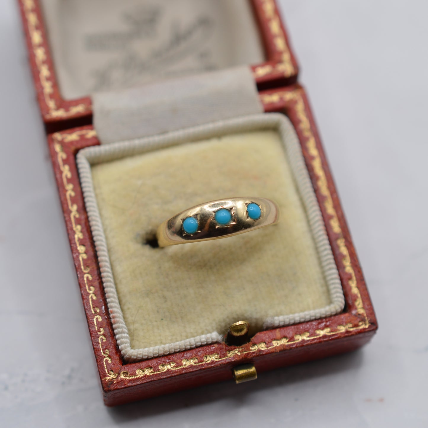 9ct Gold Turquoise Trilogy Gypsy Ring