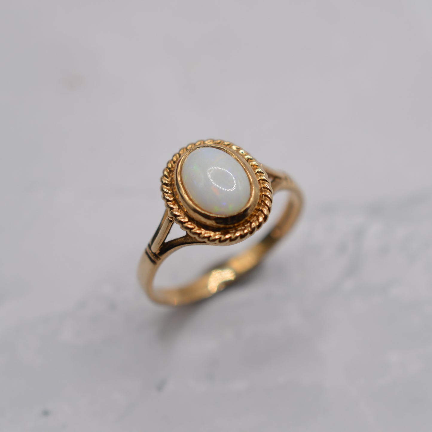 1990s 9ct Gold Opal Solitaire Ring