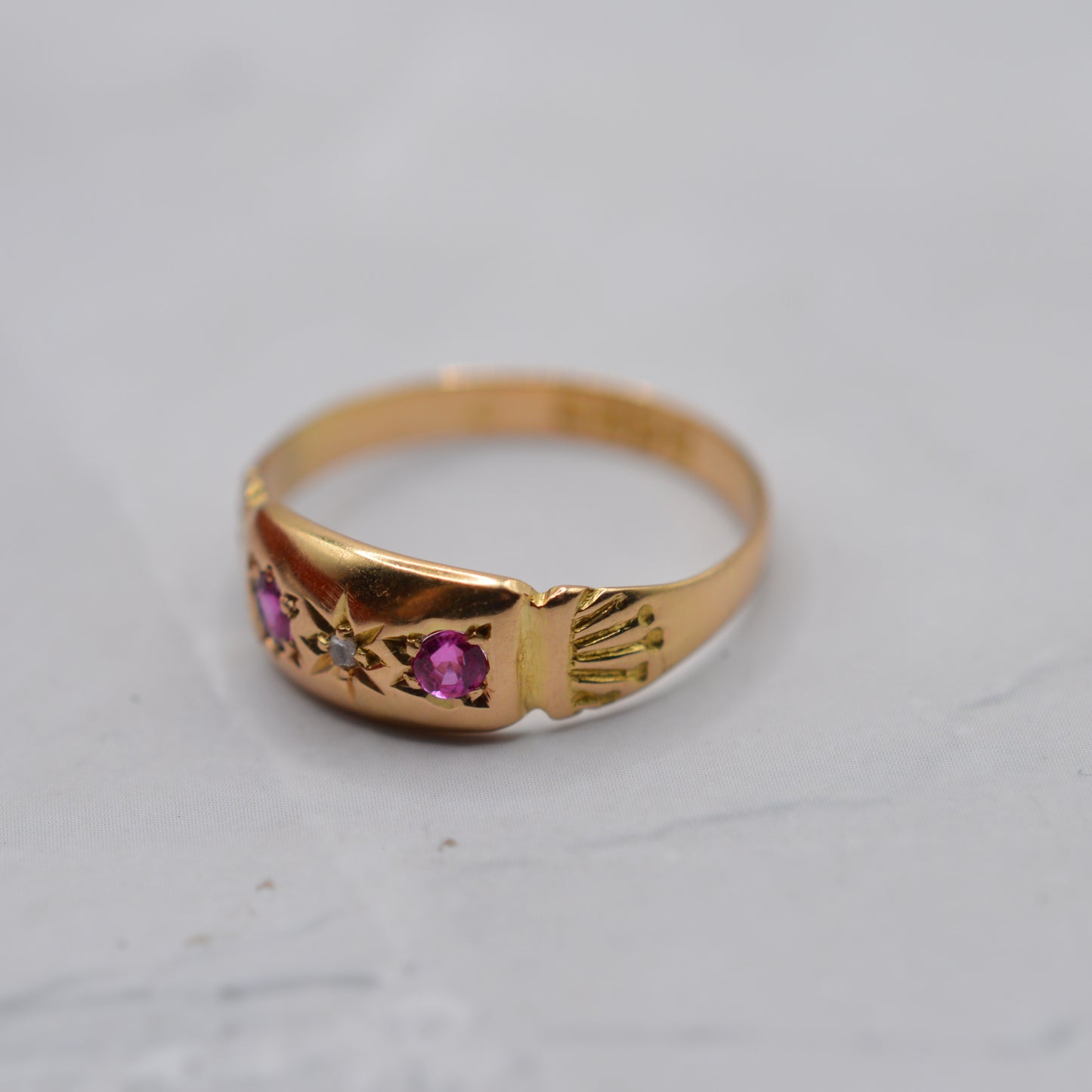 Antique 1918 18ct Gold Ruby & Diamond Ring