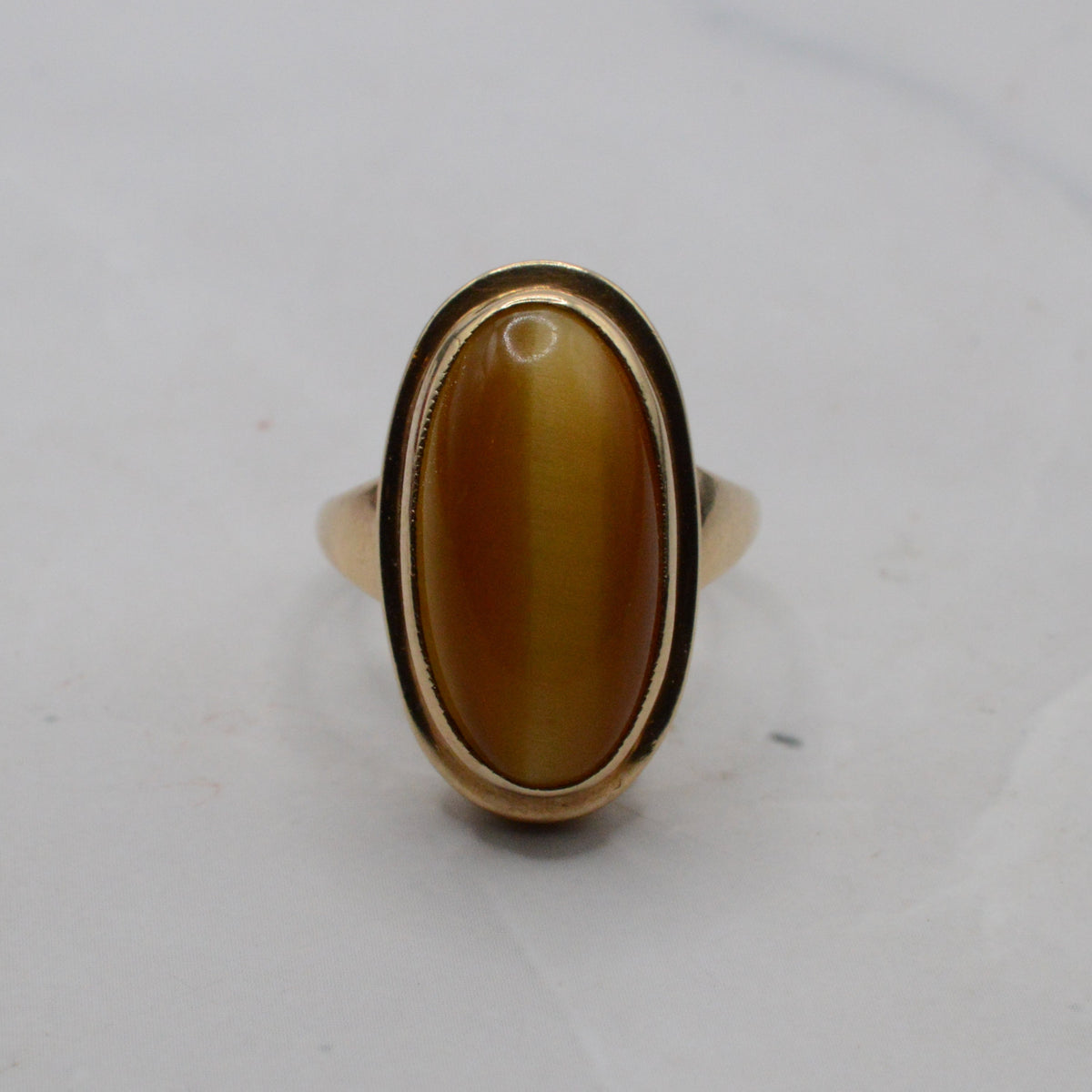 1960s Chunky Vintage 9ct Gold Tiger's Eye Ring