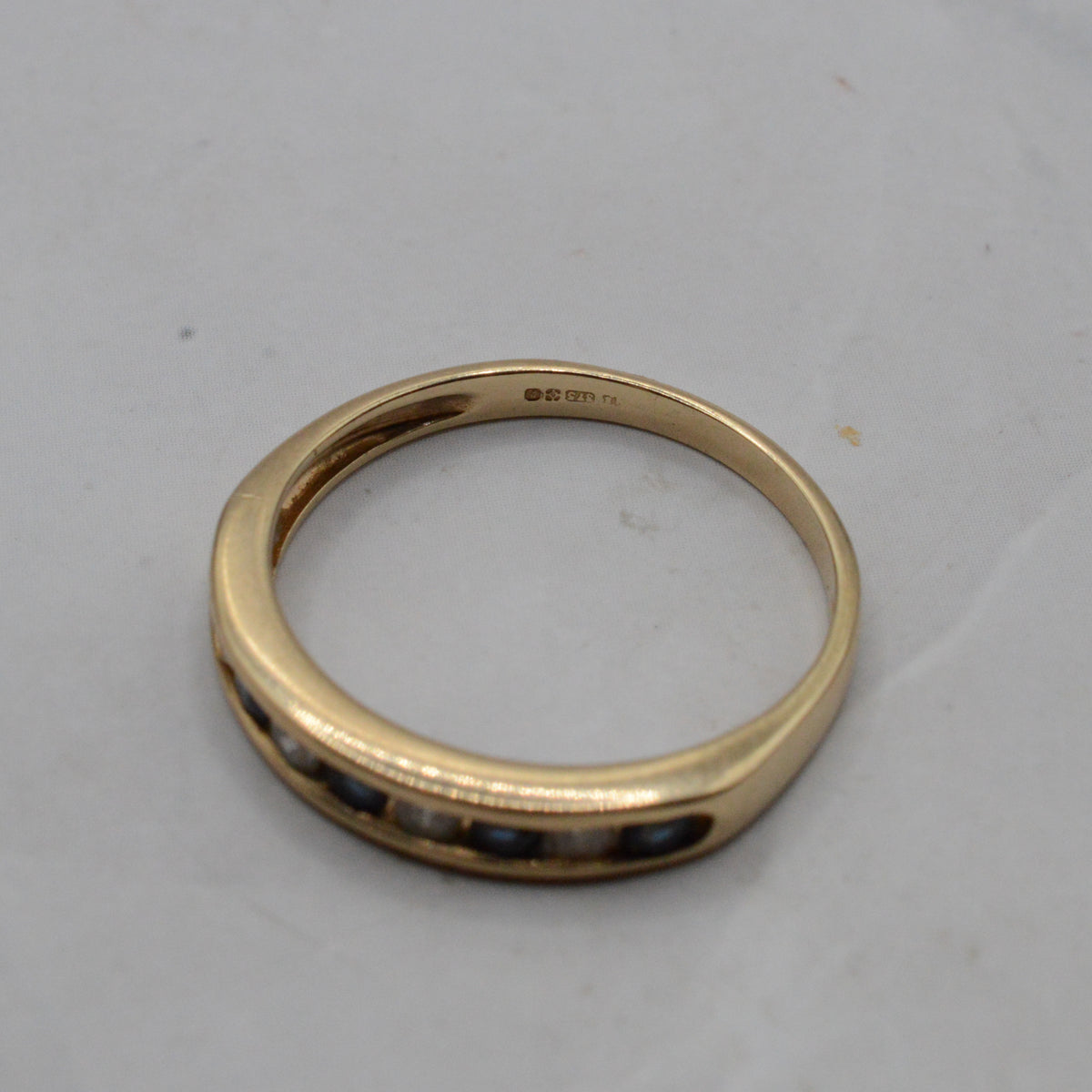 1990s 9ct Gold Sapphire & Diamond Half-Eternity Ring