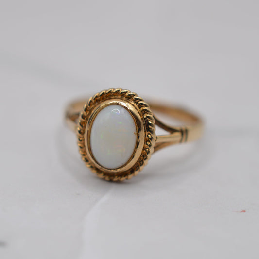 1990s 9ct Gold Opal Solitaire Ring