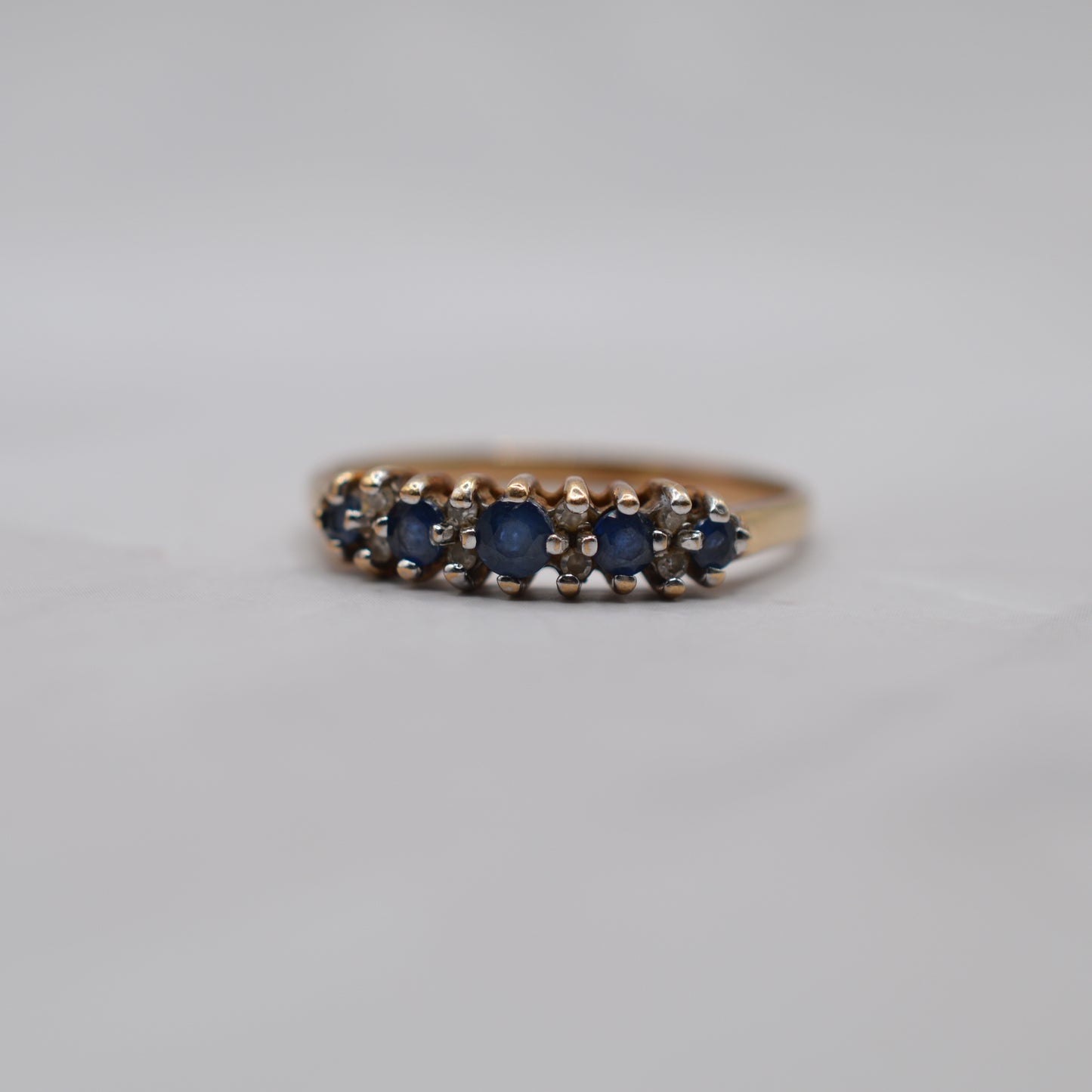 9ct Gold Sapphire & Diamond Half-Eternity Ring