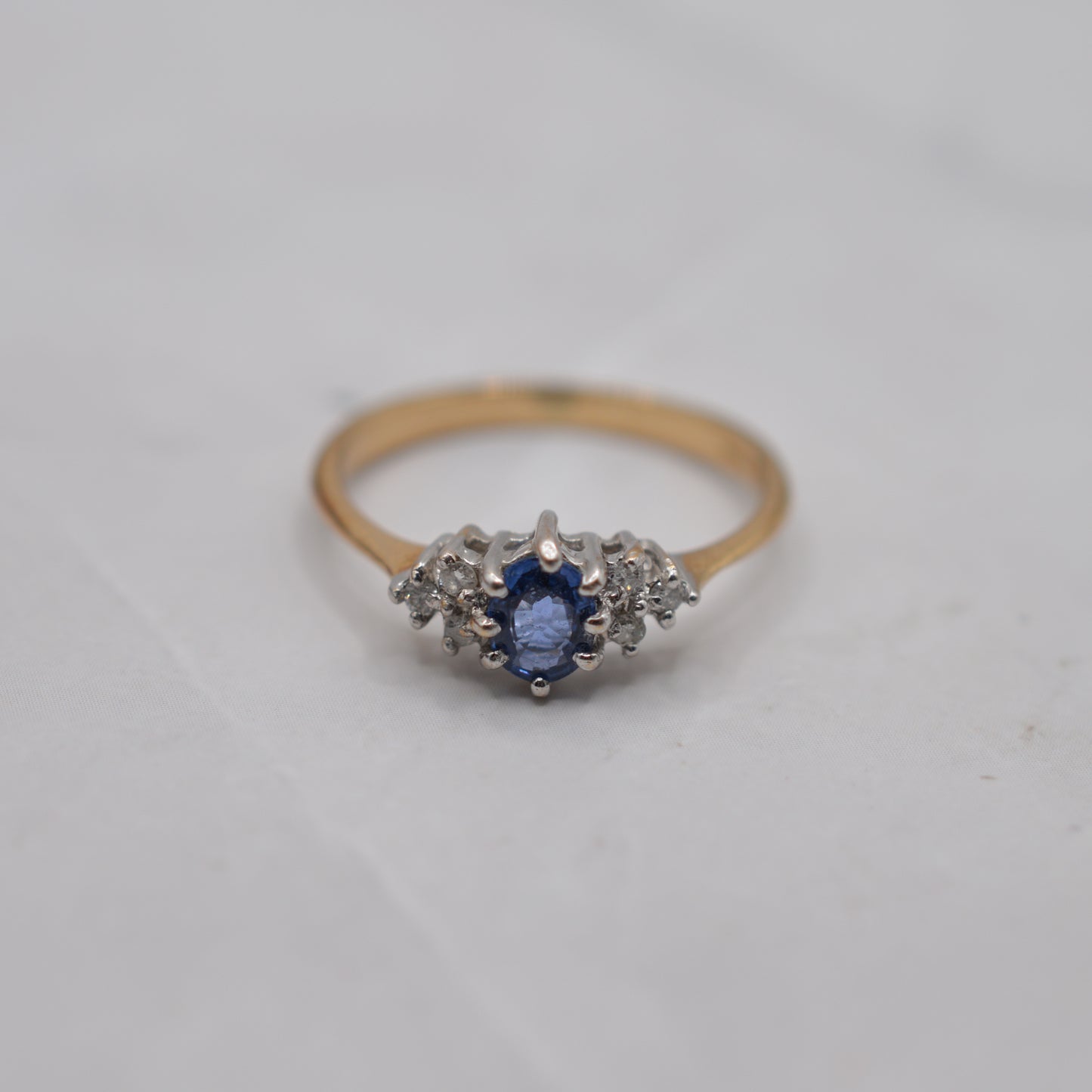 1990s 9ct Gold Sapphire & Diamond Ring