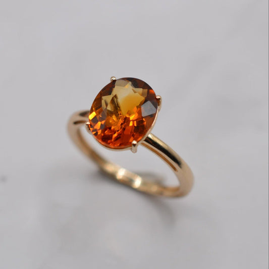 Y2K 9ct Gold Citrine Solitaire Ring
