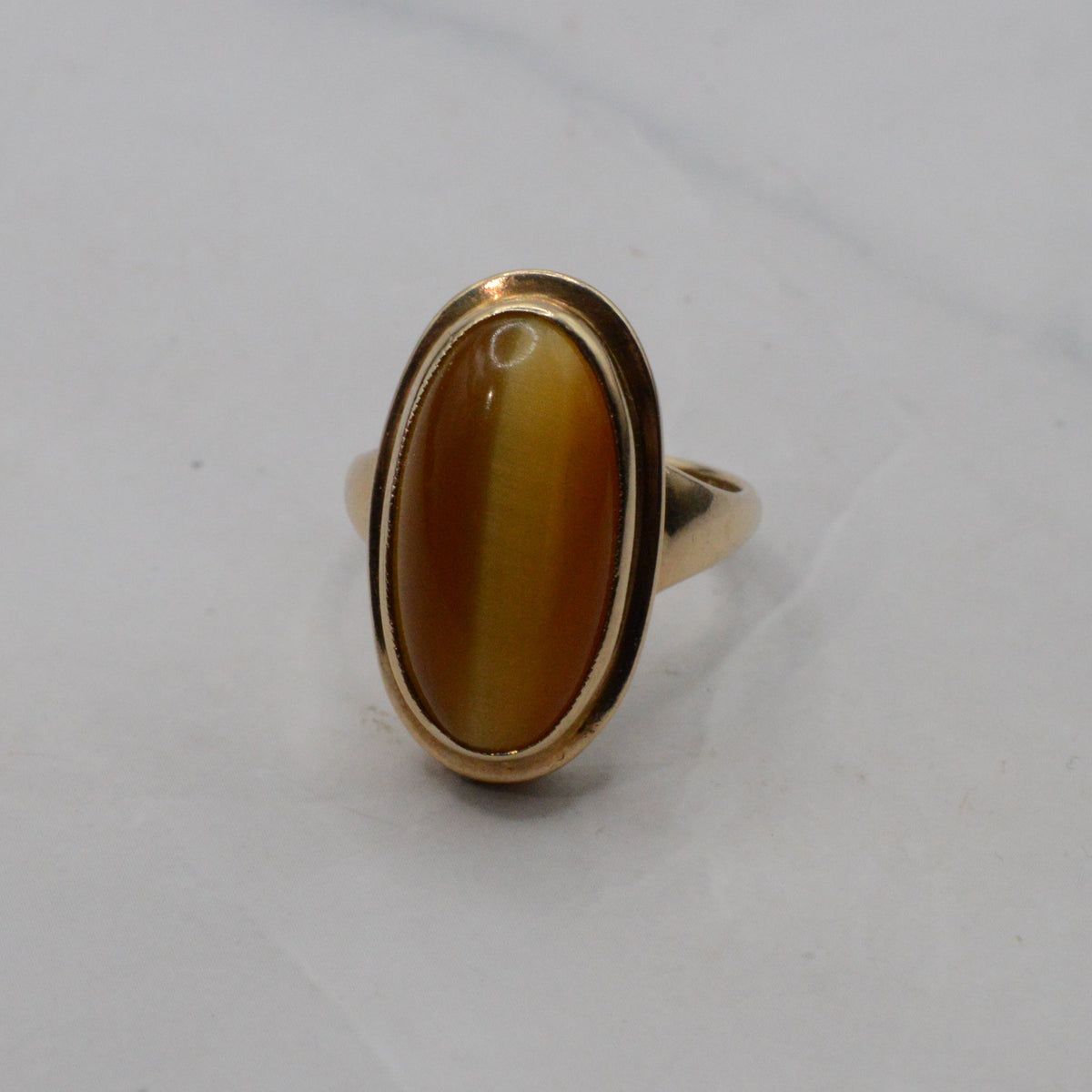 1960s Chunky Vintage 9ct Gold Tiger's Eye Ring