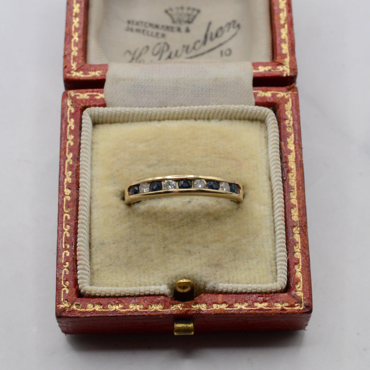 1990s 9ct Gold Sapphire & Diamond Half-Eternity Ring