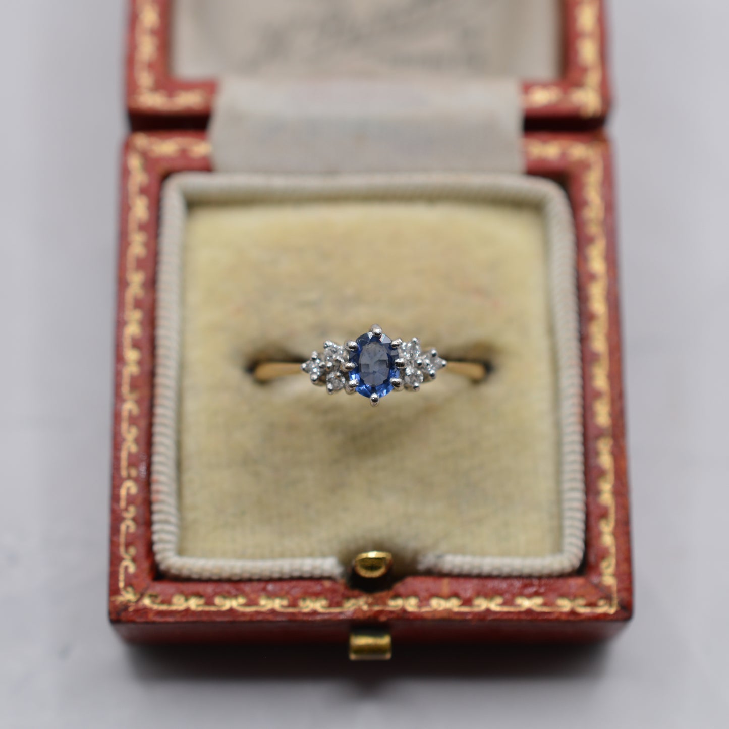 1990s 9ct Gold Sapphire & Diamond Ring