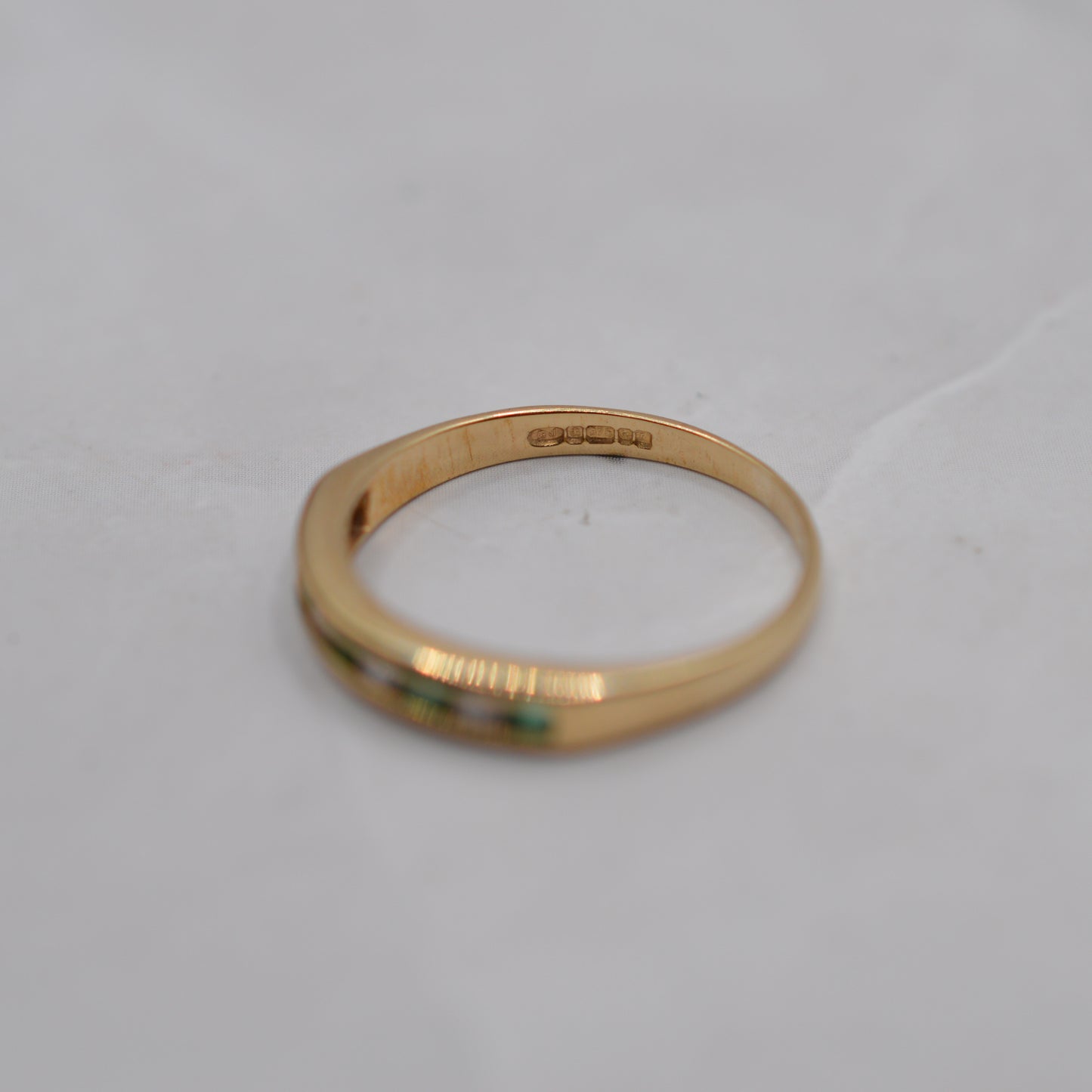1990s 9ct Gold Emerald & Diamond Half-Eternity Ring