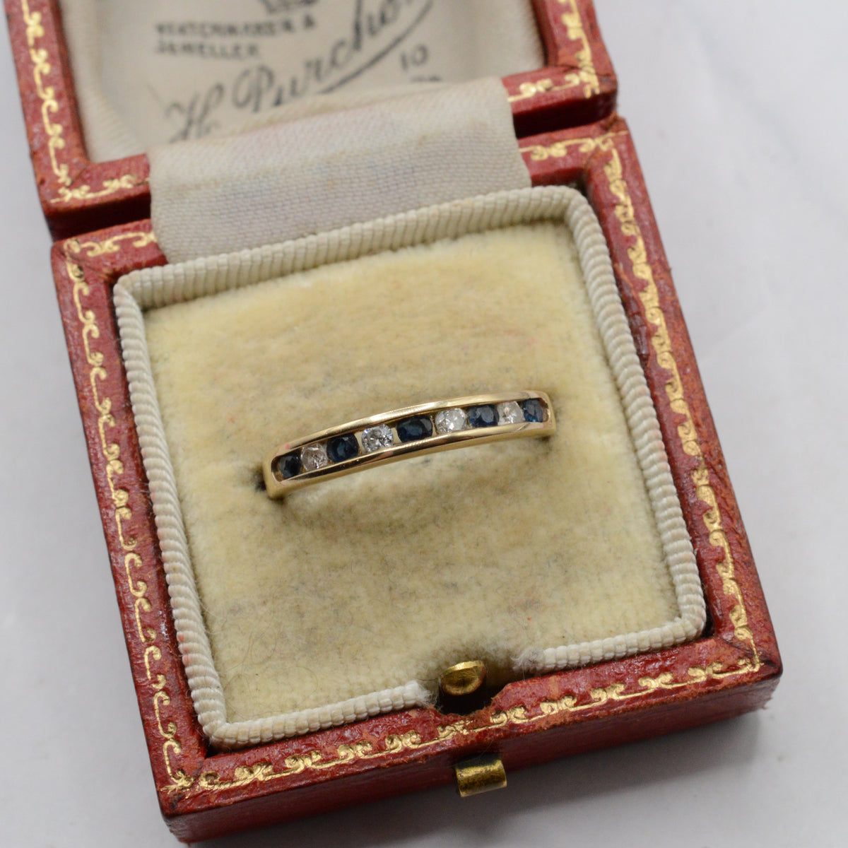 1990s 9ct Gold Sapphire & Diamond Half-Eternity Ring