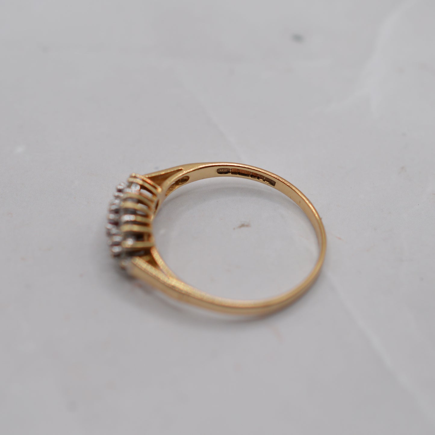 1990s 9ct Gold Ruby & Diamond Triple Halo Ring