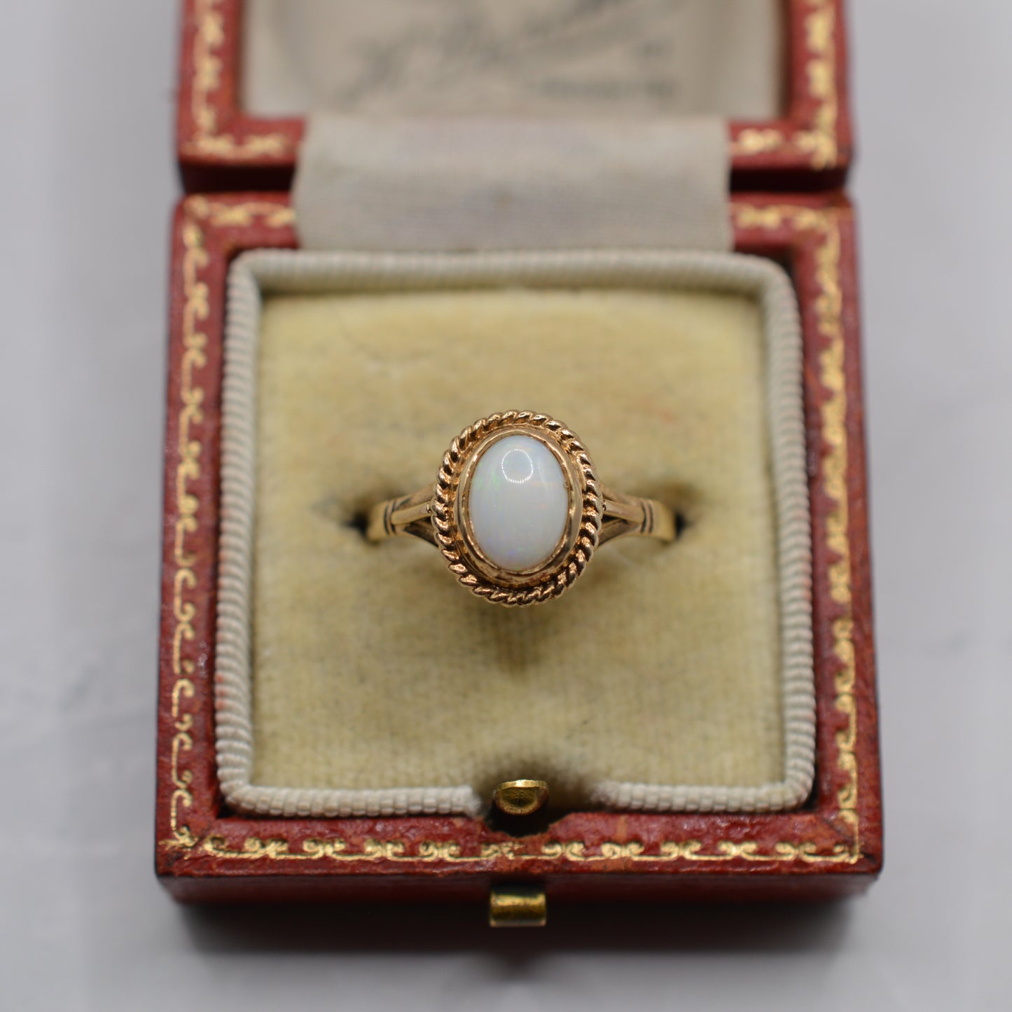1990s 9ct Gold Opal Solitaire Ring