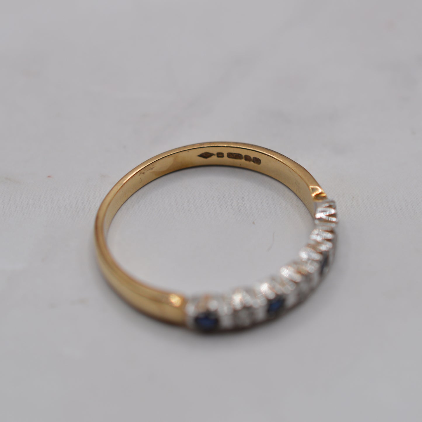 1980s Vintage 9ct Gold Sapphire & Diamond Half-Eternity Ring
