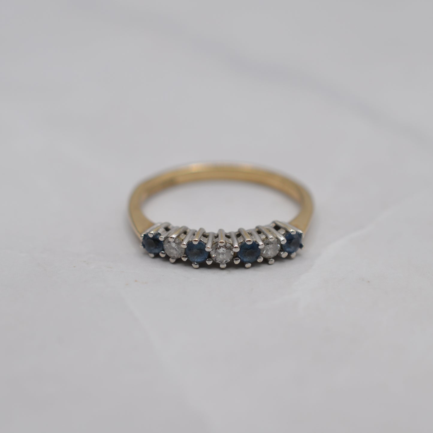9ct Gold Sapphire & Diamond Half-Eternity Ring