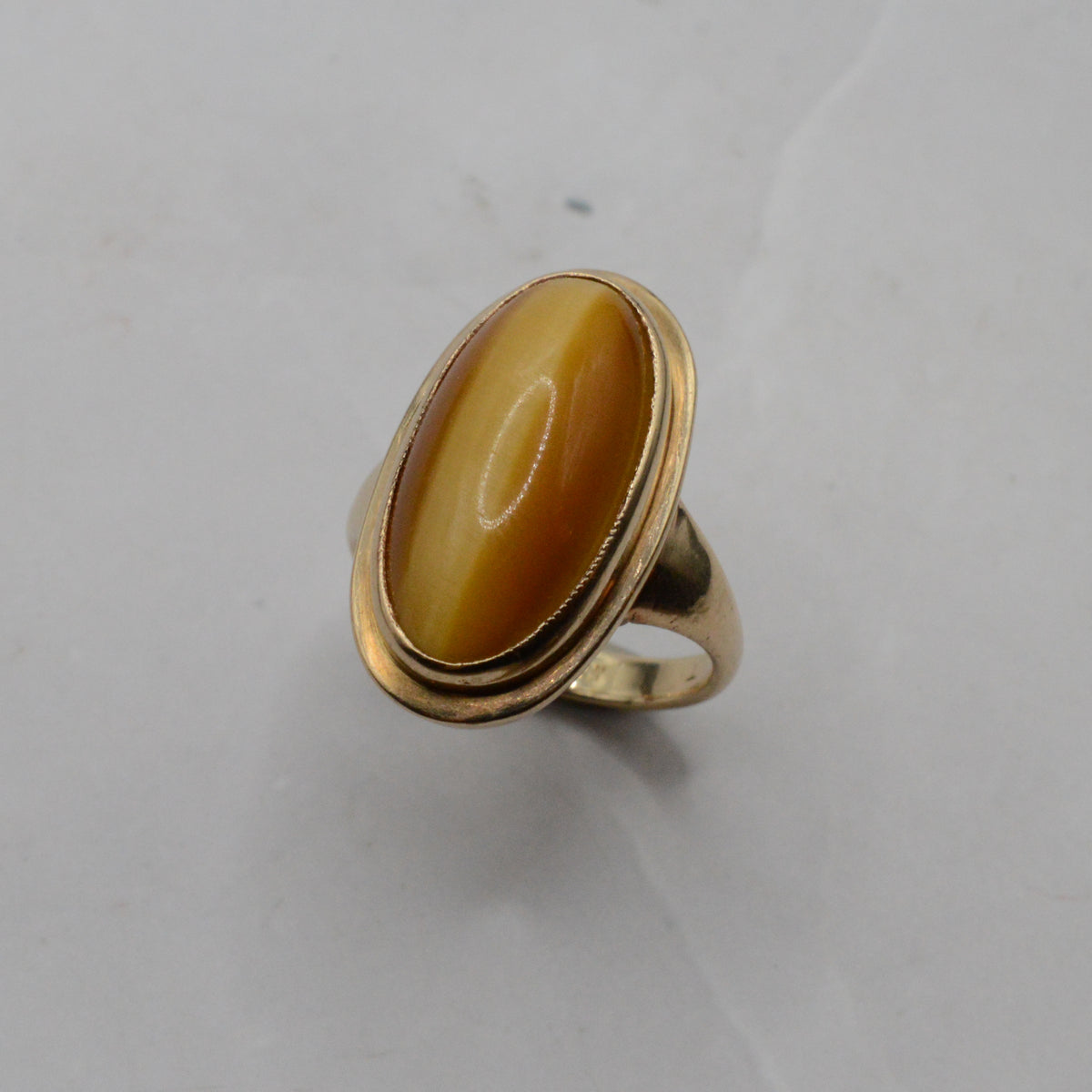 1960s Chunky Vintage 9ct Gold Tiger's Eye Ring