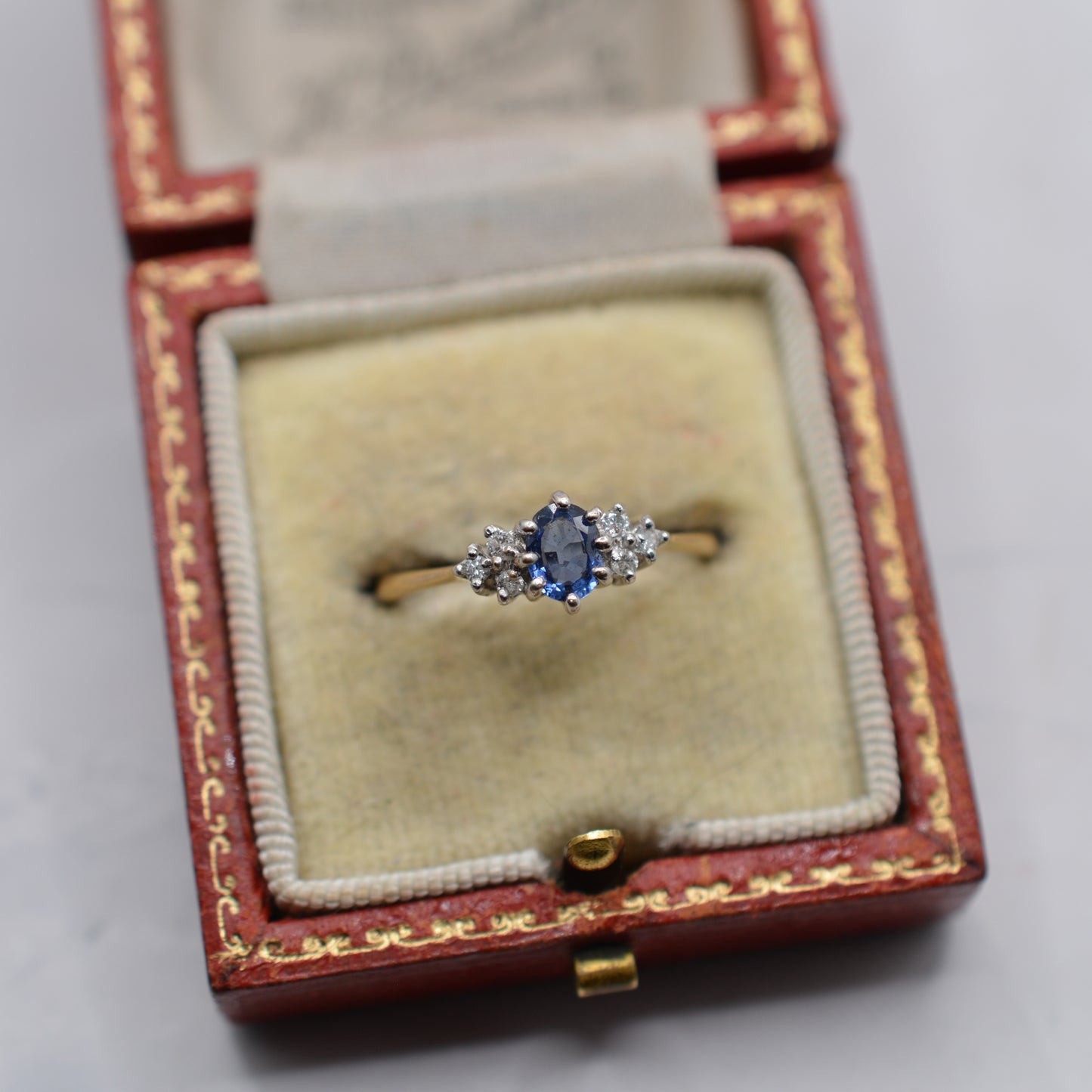 1990s 9ct Gold Sapphire & Diamond Ring