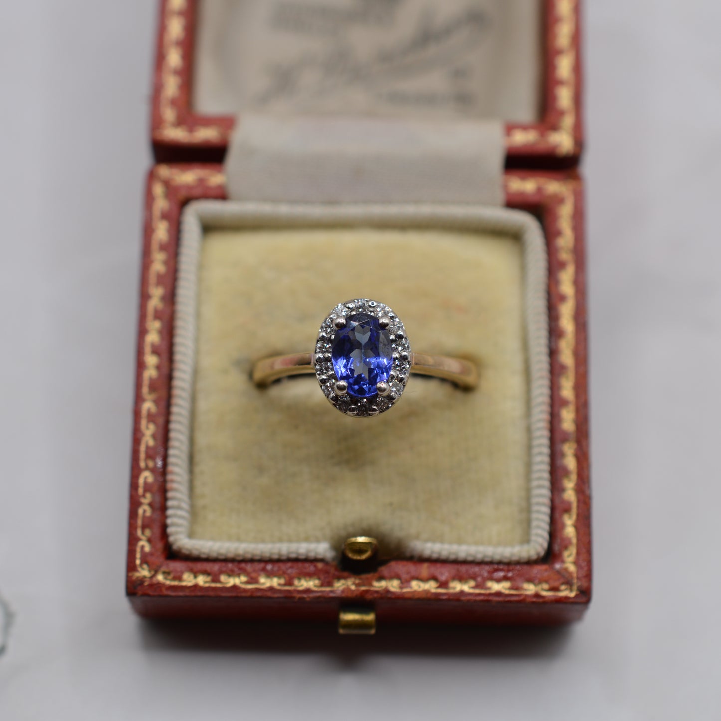 9ct Gold Tanzanite & Diamond Halo Cluster Ring