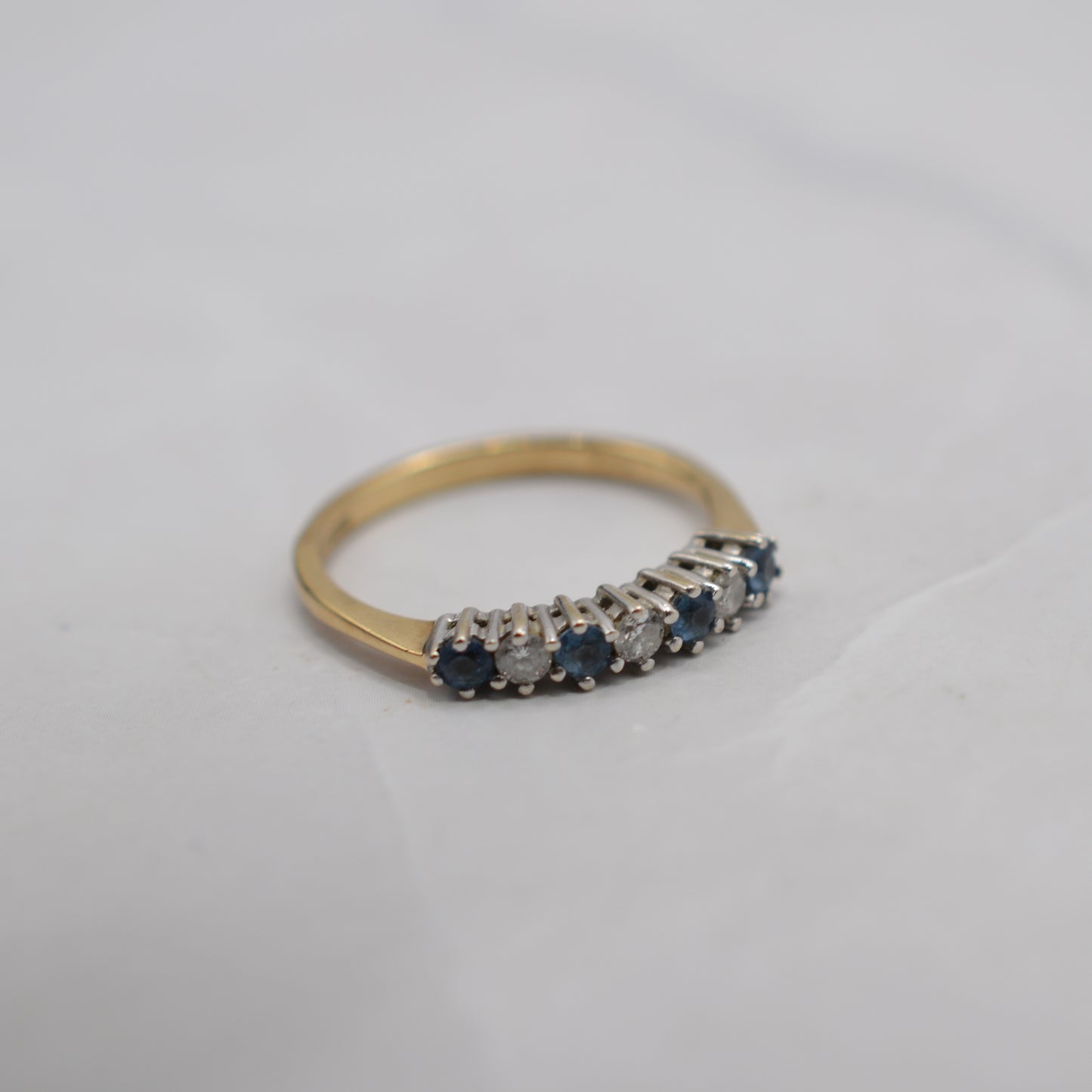 9ct Gold Sapphire & Diamond Half-Eternity Ring
