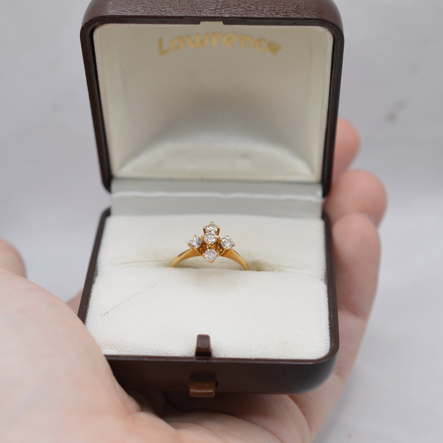 1970s 18ct Gold Diamond Cross Cluster Ring
