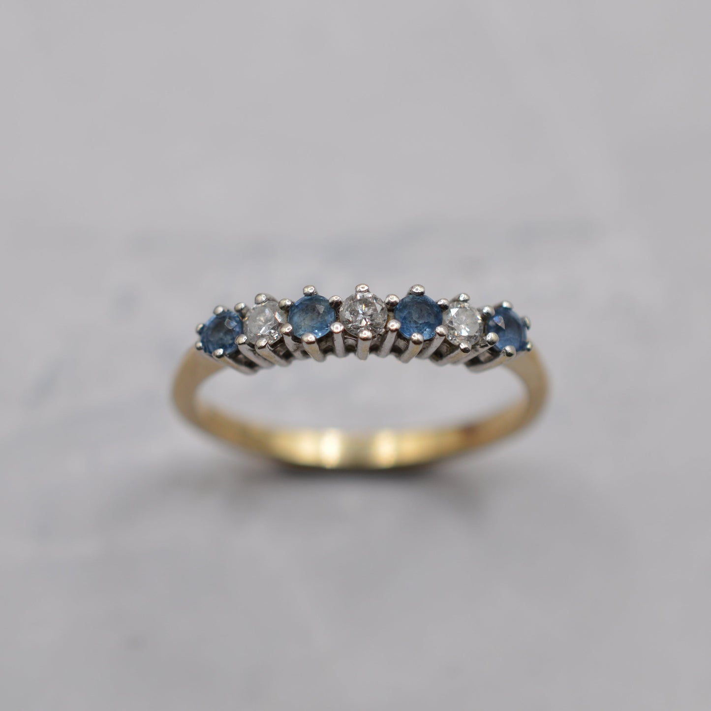 9ct Gold Sapphire & Diamond Half-Eternity Ring