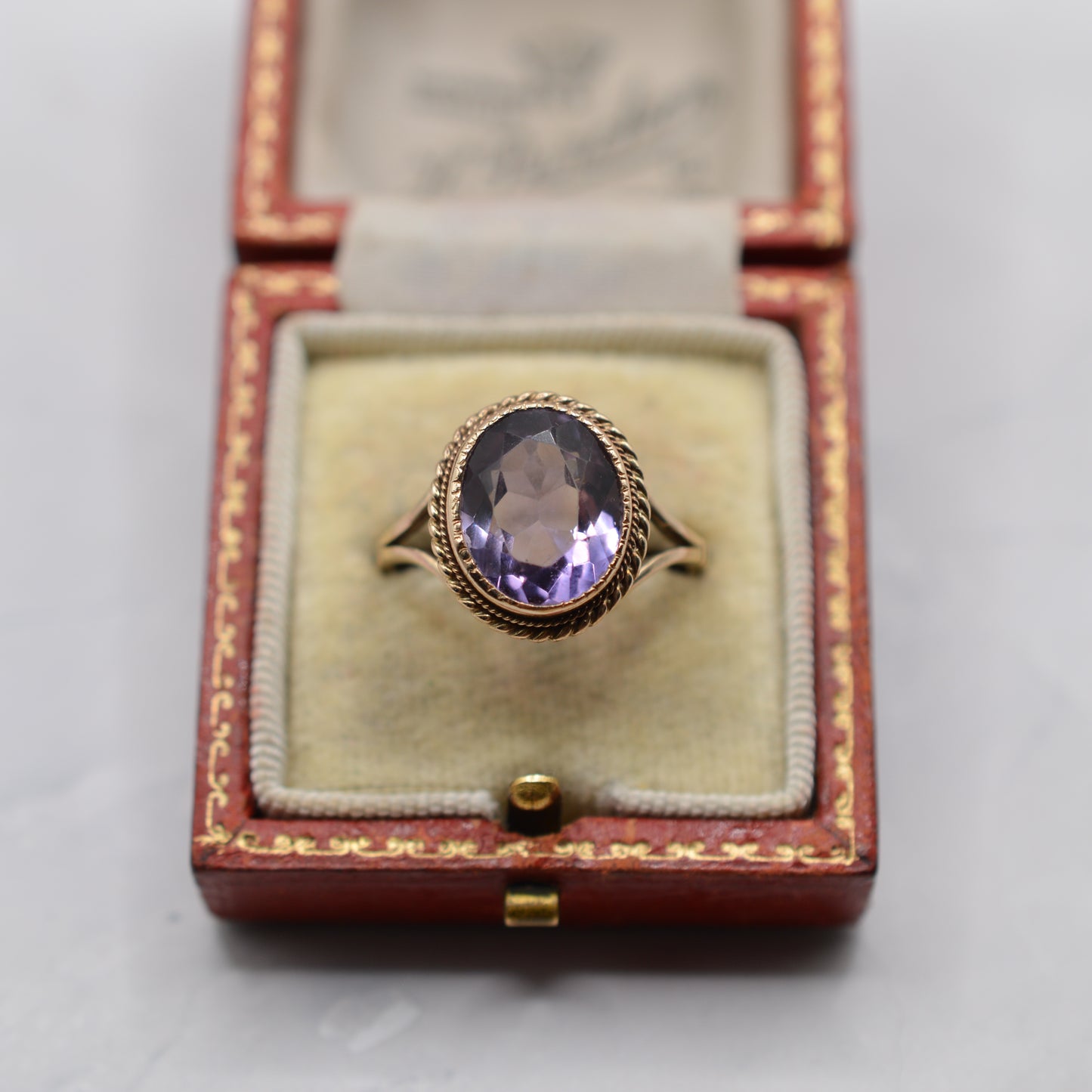1970s Vintage 9ct Gold Amethyst Solitaire Ring