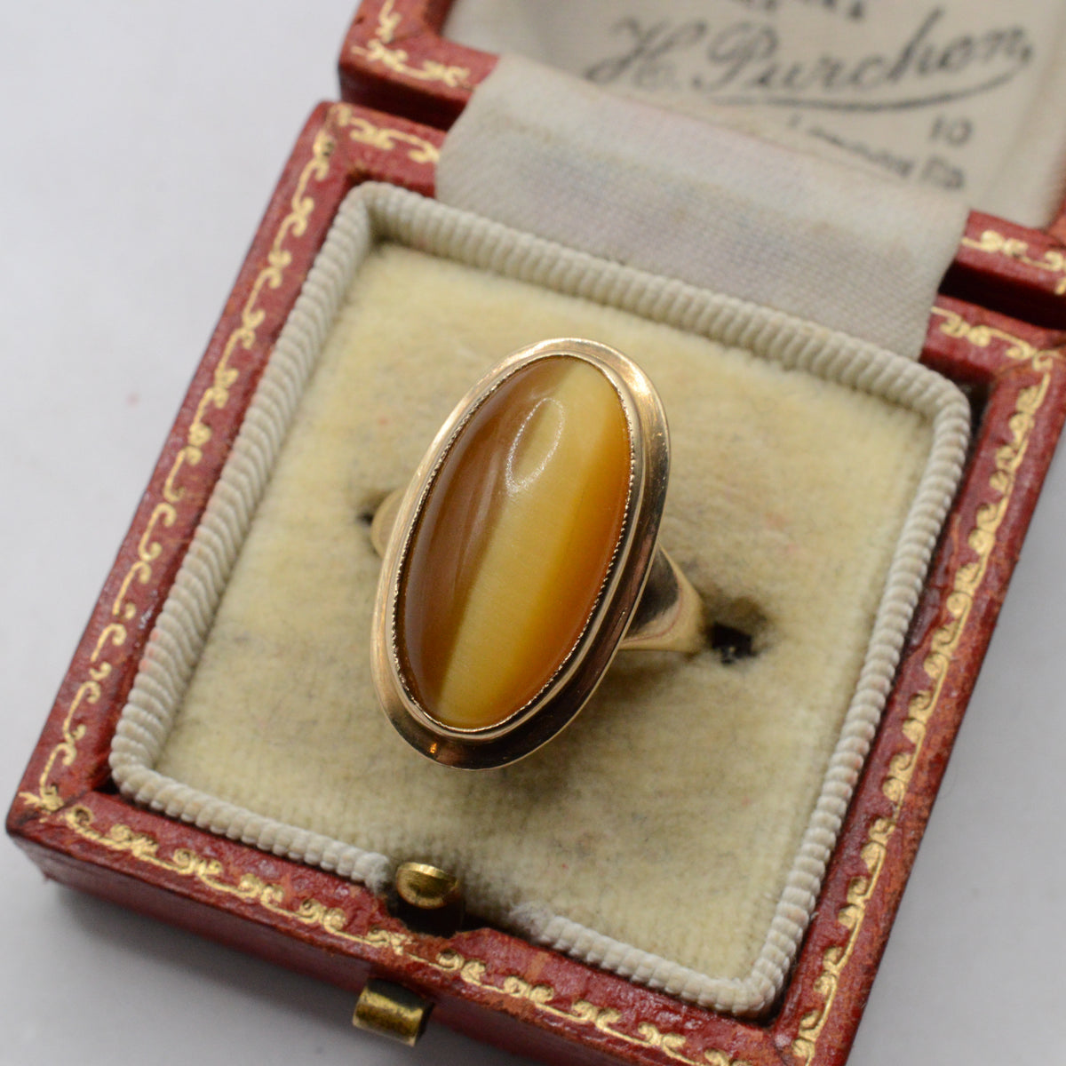 1960s Chunky Vintage 9ct Gold Tiger's Eye Ring