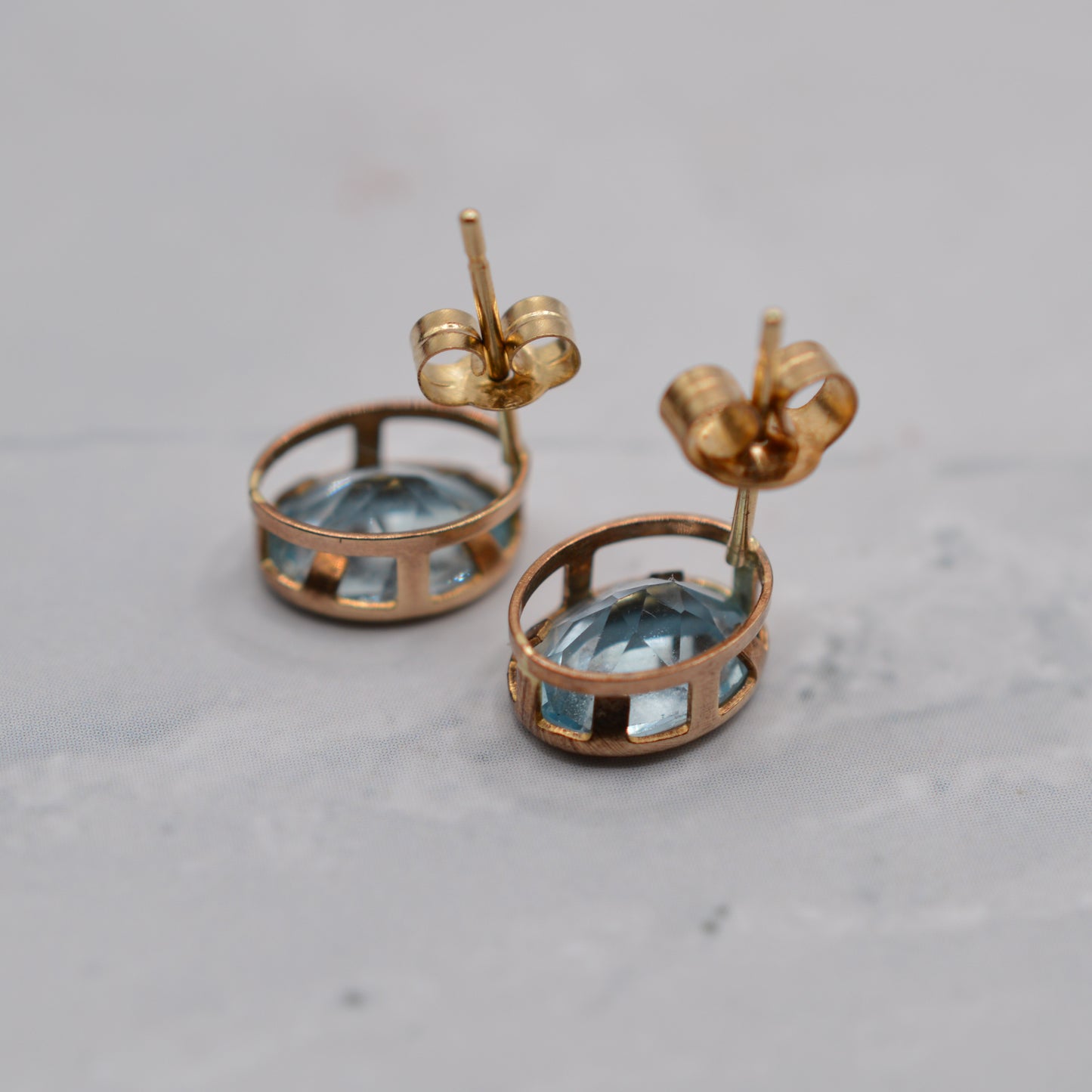 9ct Gold Blue Topaz Bezel-Set Stud Earrings